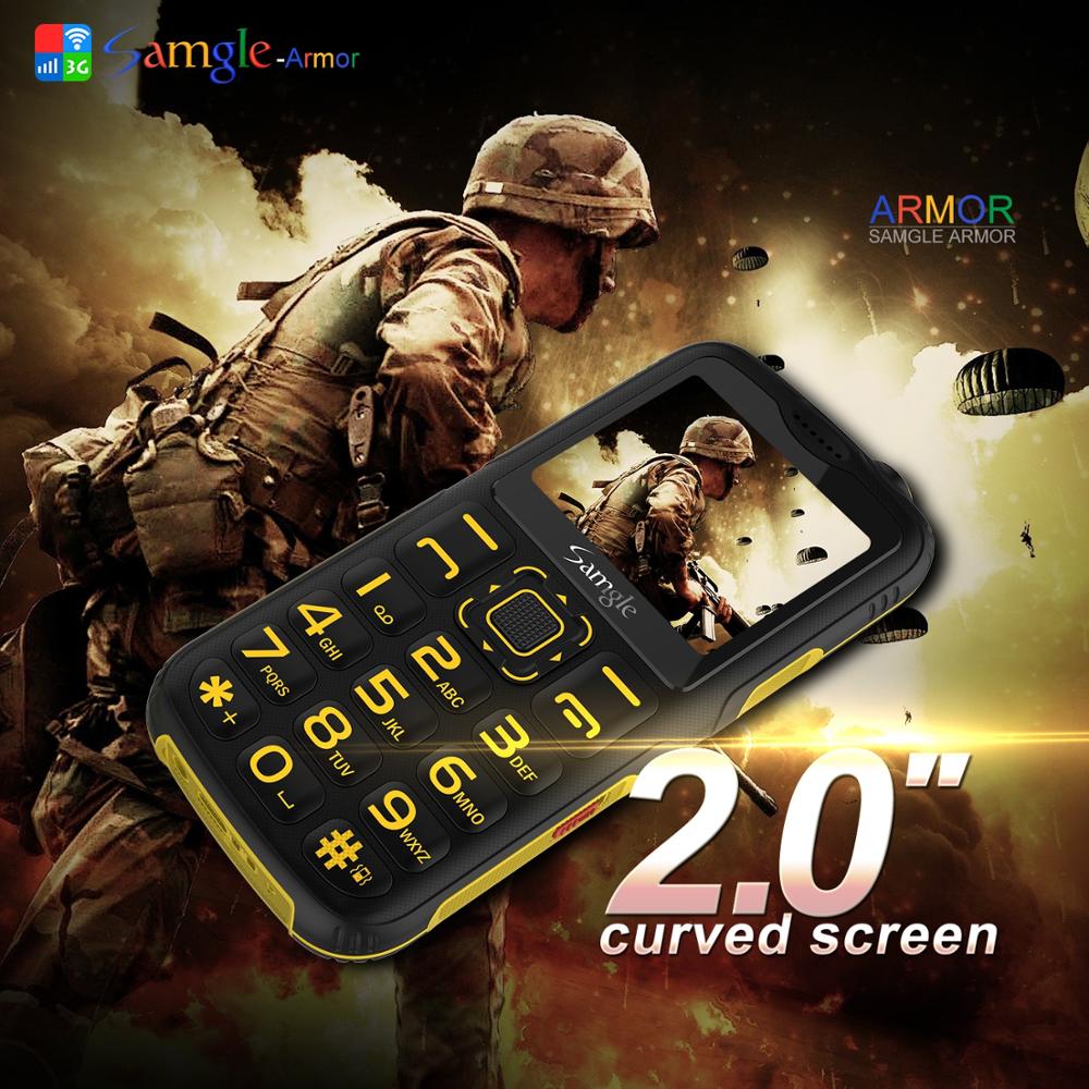 Wcdma 3g samgle  s3 armor robuuste mobiele telefoon 2.0 '' gebogen scherm zaklamp 1900 mah grote stem gratis desktop 3.5mm jack dual sim gsm