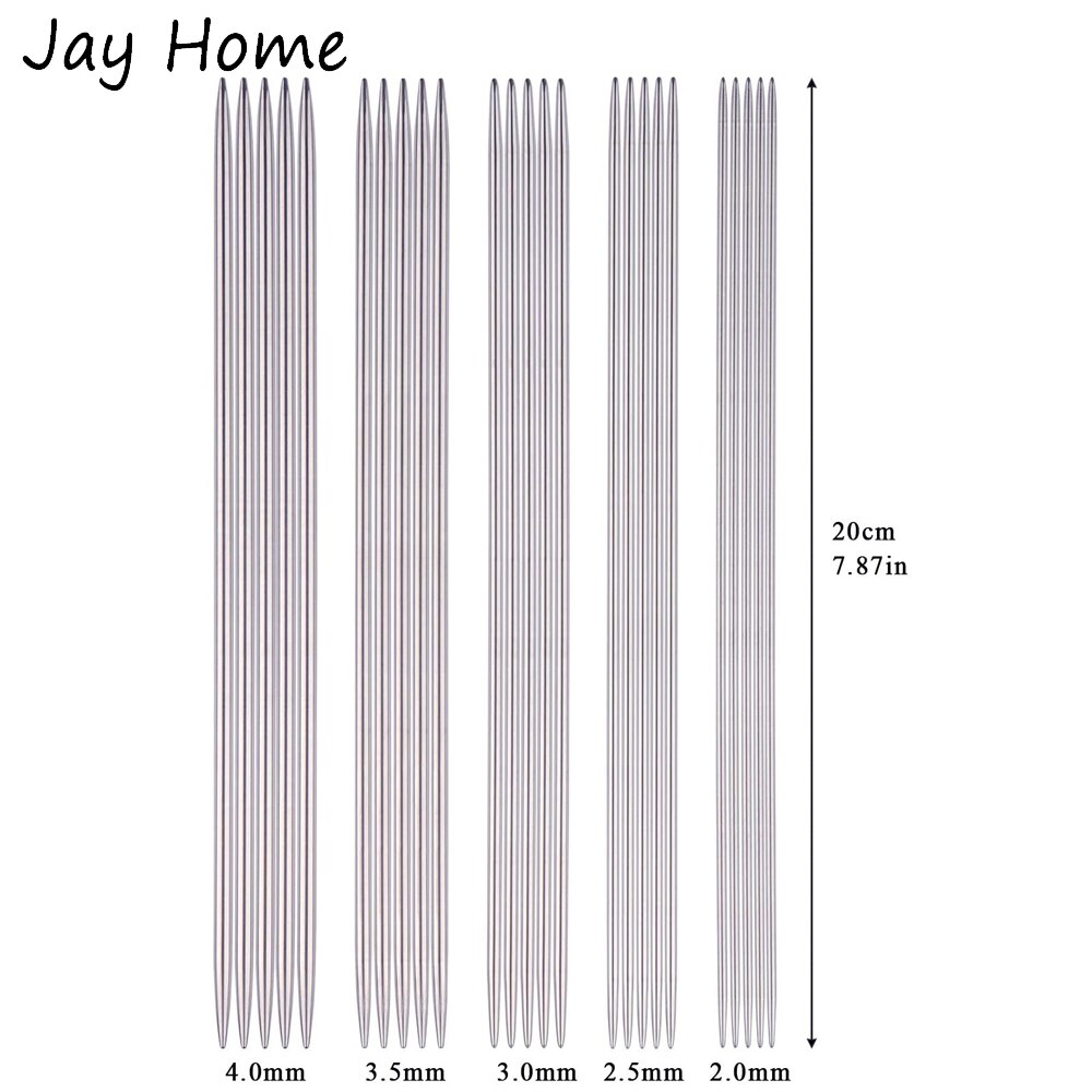 5/25PCS Double Pointed Knitting Needles 20CM Stainless Steel Crochet Hook Sets 2mm-4mm Knitting Pins Set Crochet Needles
