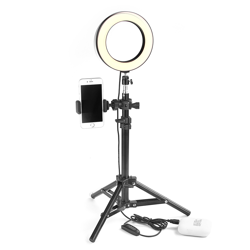 Et fotografering ledet selfie ring let metal dæmpbart kamera telefon ring lampe med stativ stativer til makeup video live studio