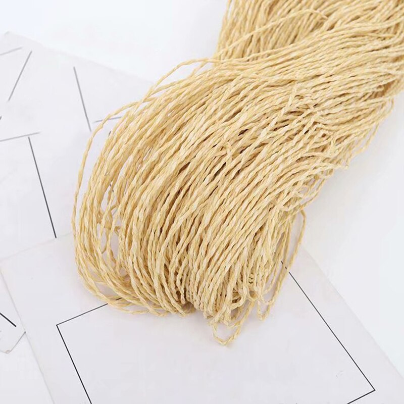 500g sommer raffia garn hæklet naturligt papir halmtråde håndværk til gør-det-selv strikke hat håndtaske pung kurv rattan materiale: 6