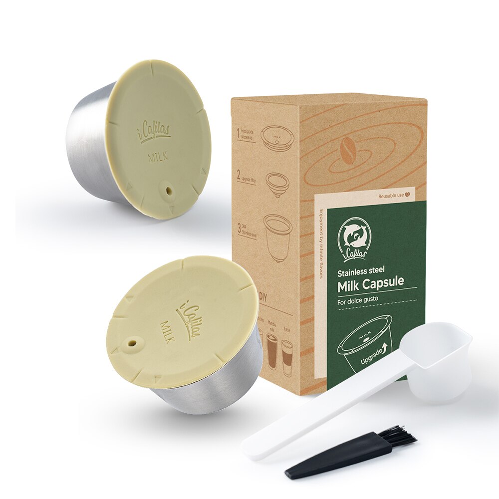 Capsules réutilisables en mousse de café et lait pour Dolce Gusto, pour nescafé, filtre à café rechargeable, Cappuccino, Latte, dosette: 2 Capsules