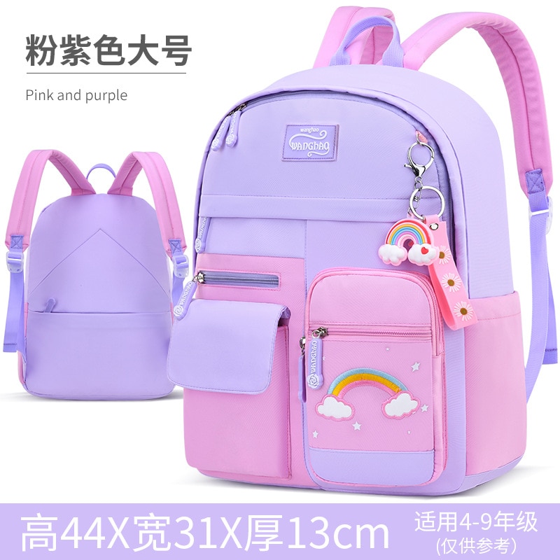 Zaini scuola per bambini arcobaleno moda per ragazze zaini scuola ortopedici primari impermeabili zaino per bambini zaino per libri mochilas: large purple1