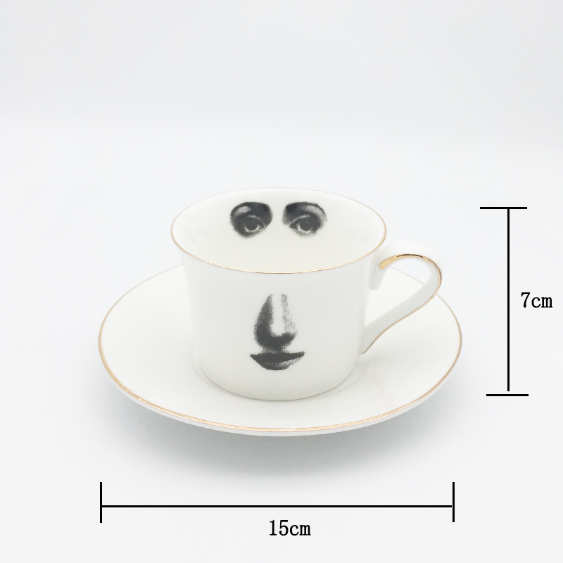 Augen und Nase Kaffee Tasse und Untertasse einstellen Knochen ChinaTazza Nachmittag Tee Versorgung Elegante Hochzeit Geschirr Mädchen Freund: A