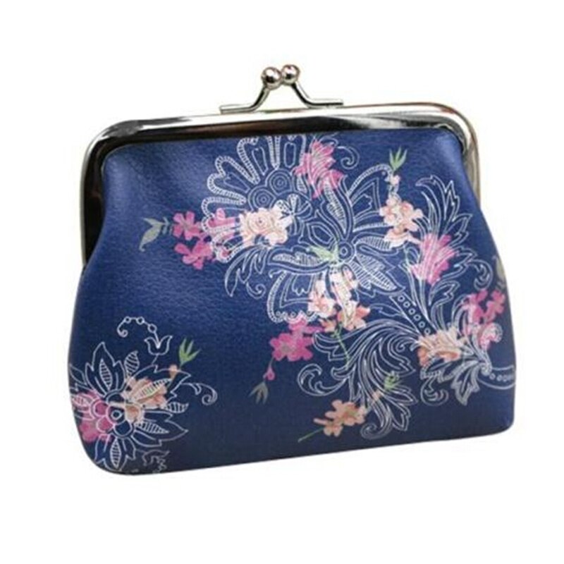 Mode Vlinder Print Vrouwen Portemonnee Creatieve Pu Leer Toevallige Kleine Portemonnee Draagbare Multifunctionele Portemonnees: Blue flower