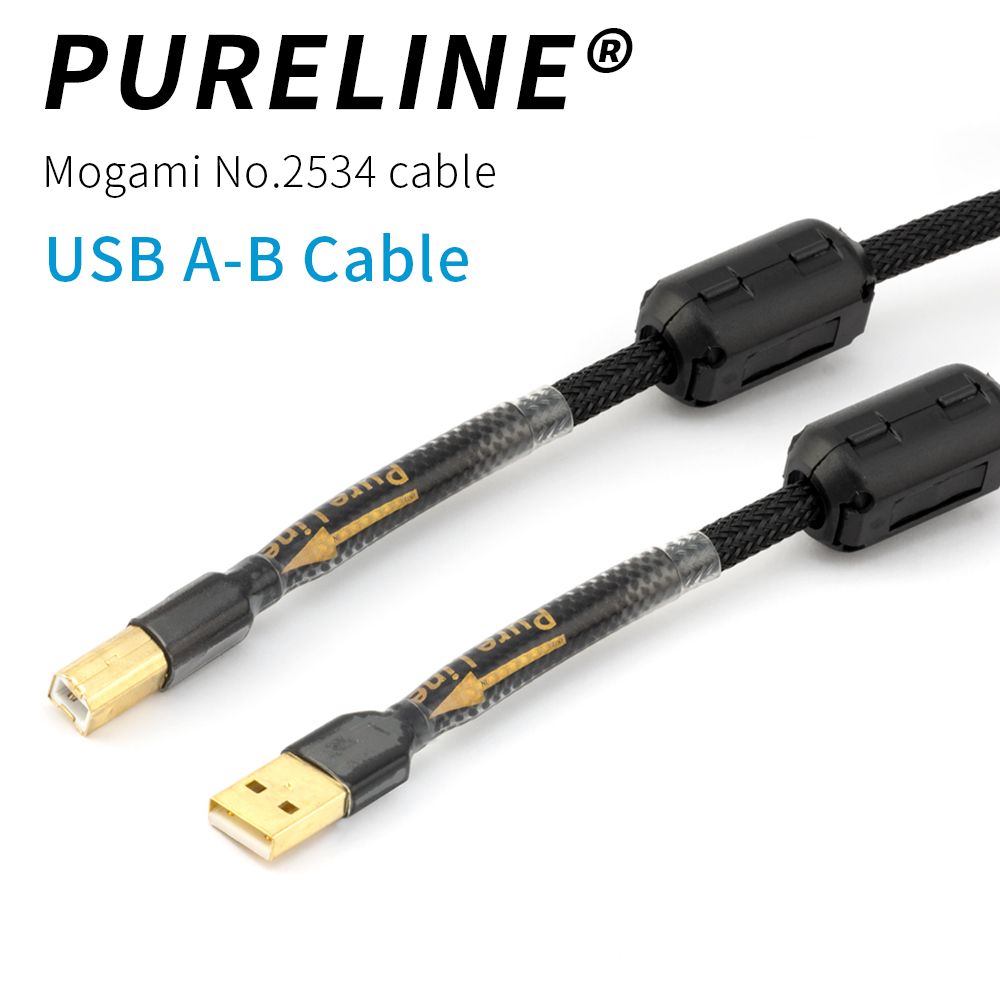 pureline dual magnetic ring A-B USB cable/mogami 2534 audio cable for Hifi DAC amplifier USB data cable with