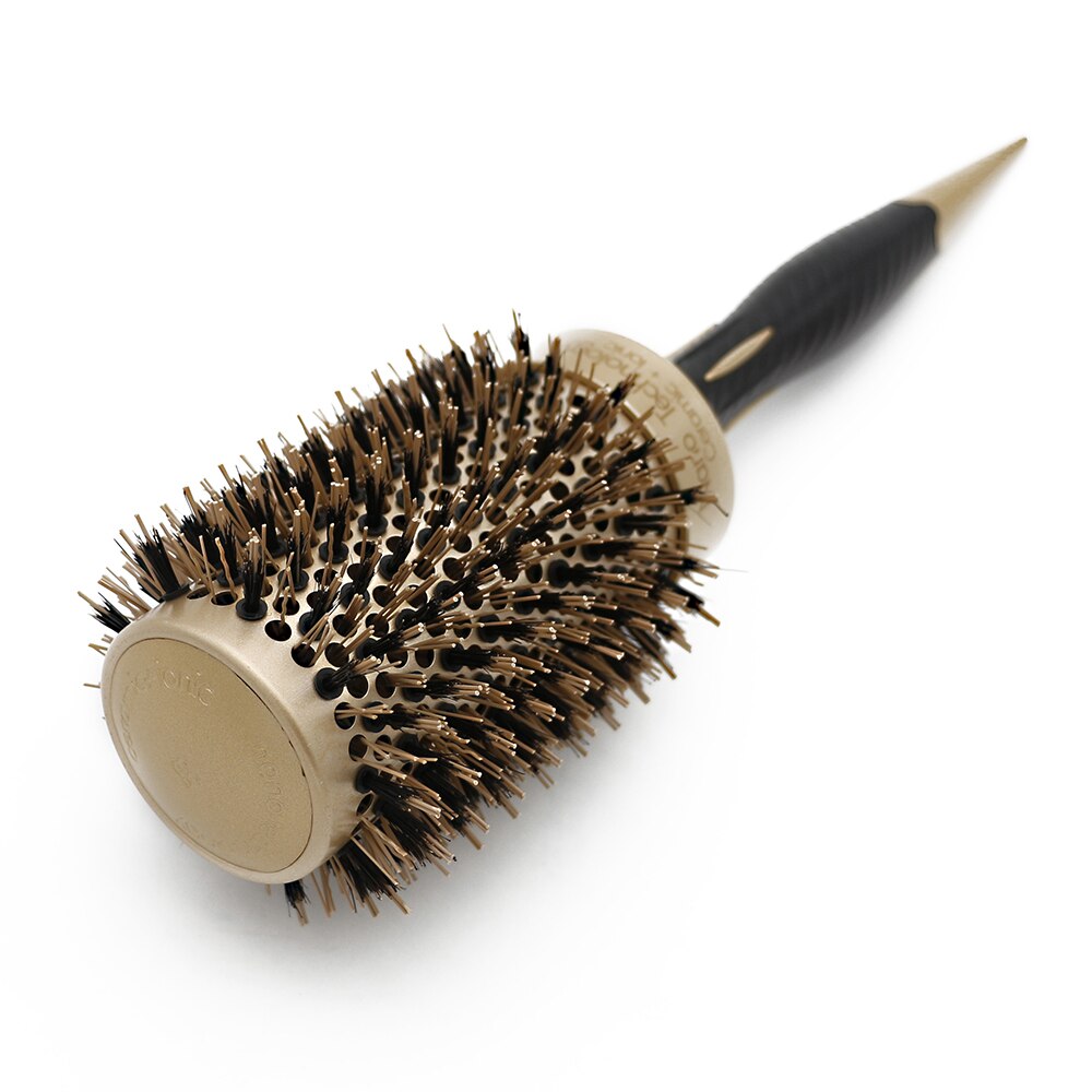 Handle Gold Hair Round Ceramic Brush 4 Sizes Boar Bristle Hairdressing Thermal Brush For Hair Curling Aluminum Barrel Comb