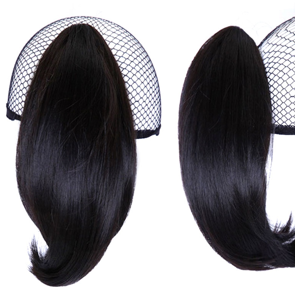 DIFEI-coleta recta corta de 6 pulgadas, resistente al calor, sintética, Natural, para el cabello, coleta