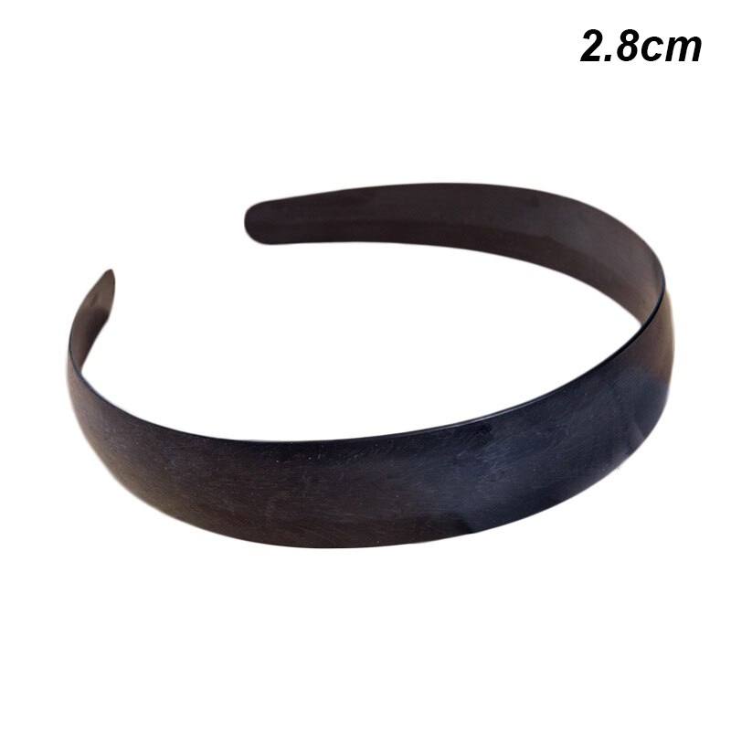 Neue 10 teile/los 2.5/2.8/3.8/4 cm breite Kunststoff Flache Stirnband für Frauen Mädchen Schwarz Weiß haarbänder Pad für DIY Lünette Reifen Material: 01Schwarz 2.8cm weit