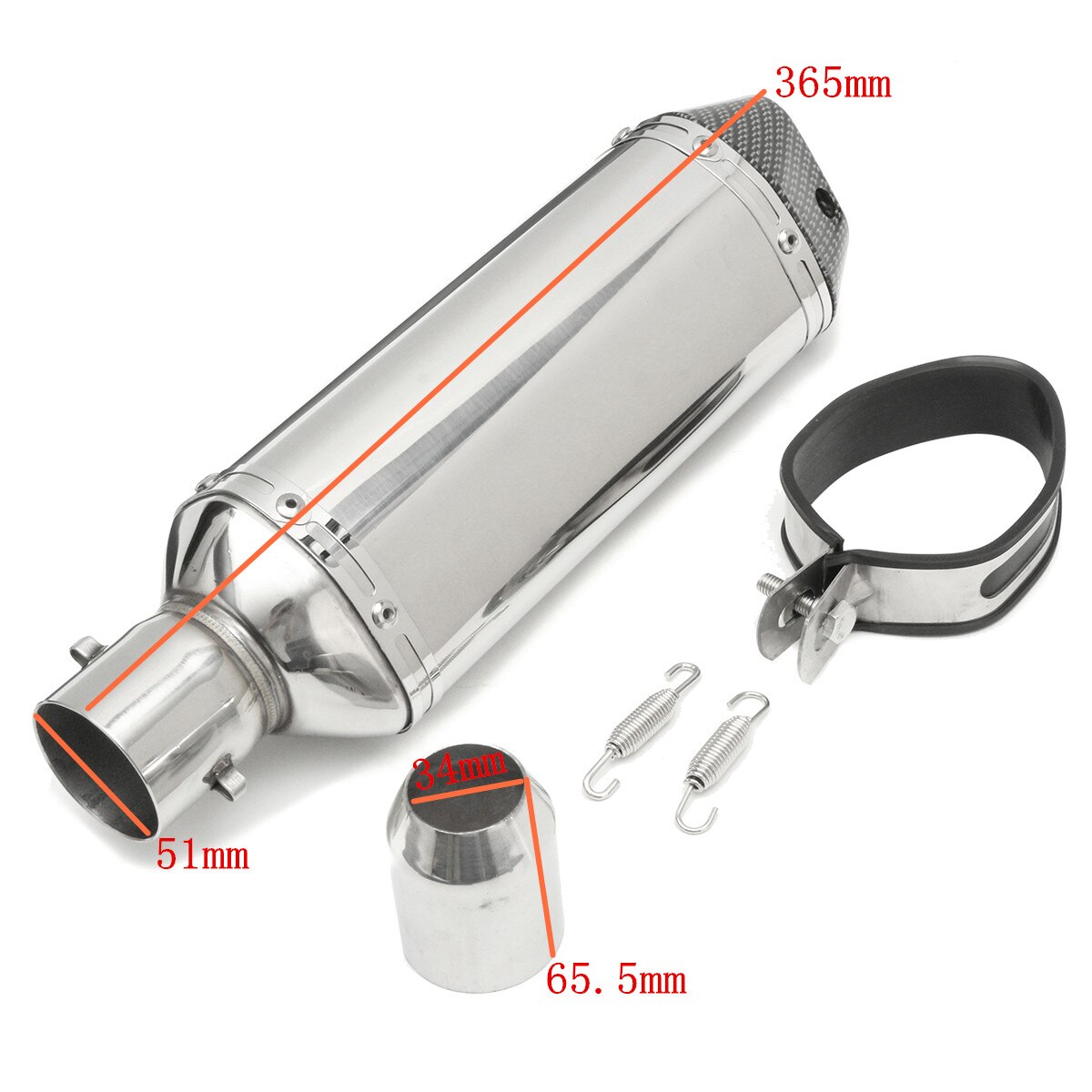 38-51mm motorfiets uitlaatdemper pijp uitlaat tip modificatie motocross staartbuis demper voor scooter atv dirt pit straatmotor