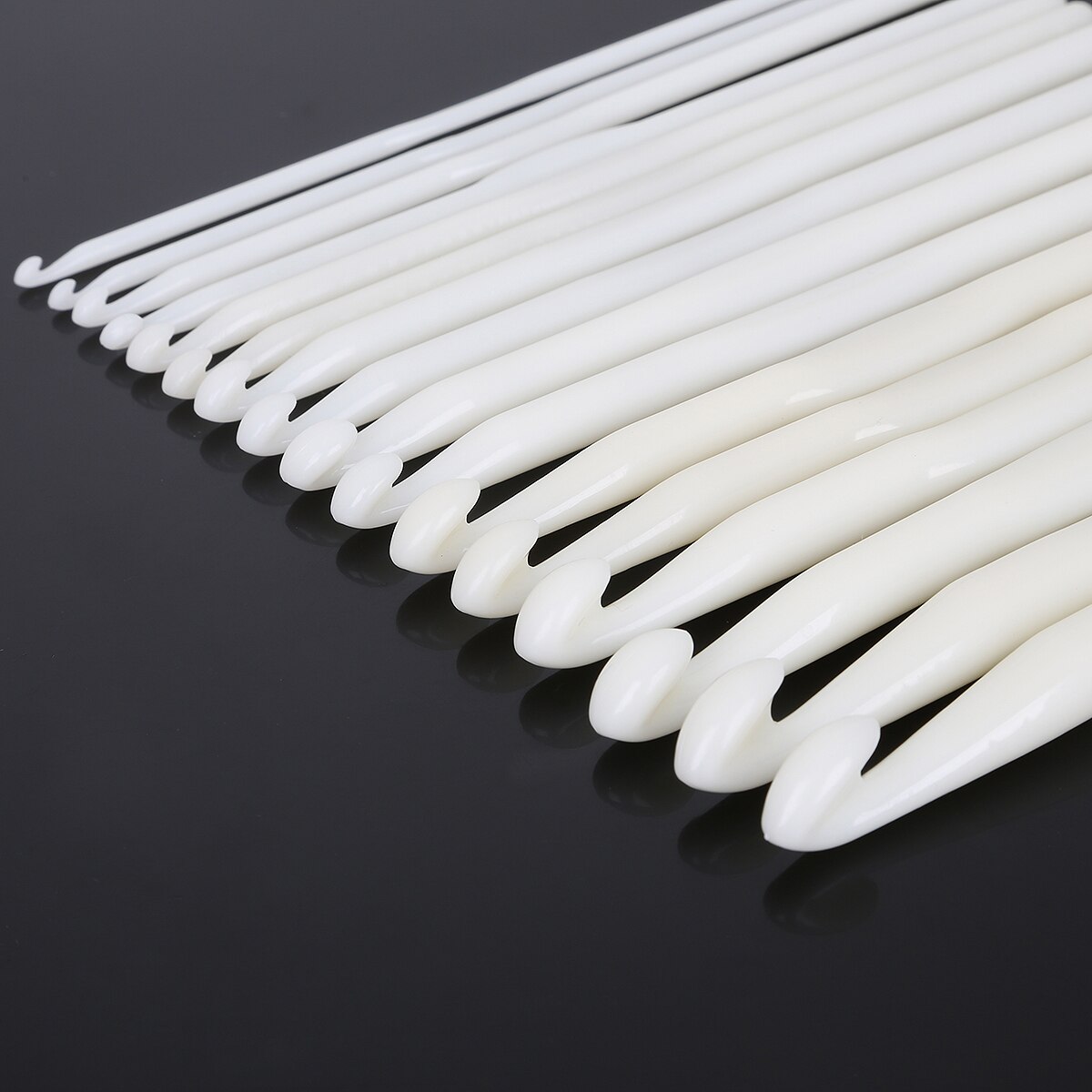 Gancho de ganchillo de plástico blanco para tejer, agujas de tejer, herramientas para suéter, accesorios para manualidades DIY, 3/4/5/6/7/8/9/10mm