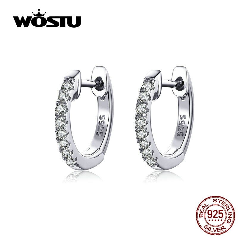 WOSTU Authentic 925 Sterling Silver 6 Color Small Circle Hoop Earrings For Women Wedding Noble Jewelry FIE498