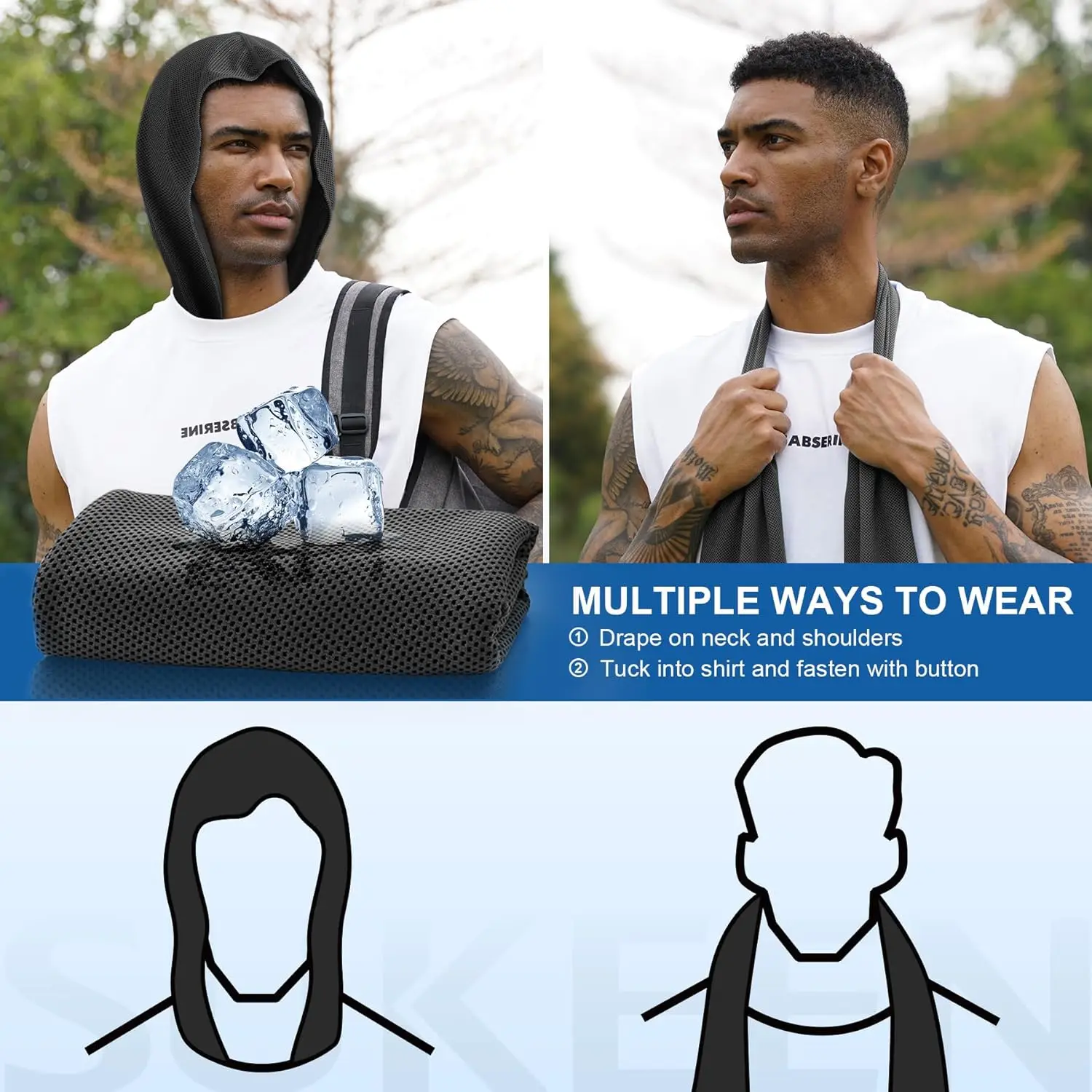Zomerkoeling Hoodie Handdoek Zweet-Absorberende Koele Anti-Uv Fietsen Zachte Koude Detectie Sneldrogende Sjaal Voor Fitness Wandelen Vissen