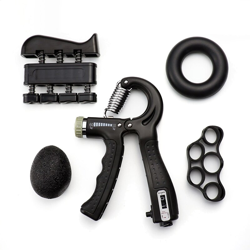 5Pcs/Set Spring Hand Gripper Adjustable Hand Grip Set Gym Fitness Power Strength Expander Muscle Recovery Exerciser: Black With Count