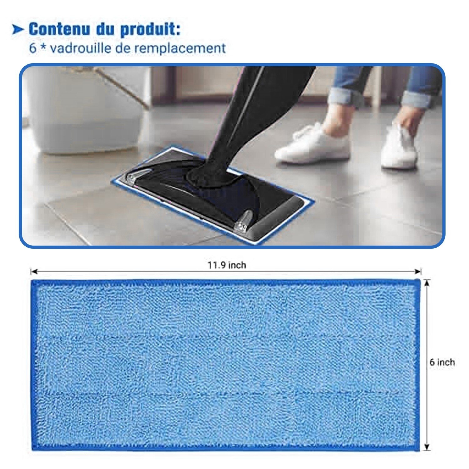 3 lingettes réutilisables pour bois à jet humide Swiffer, lingettes de recharge bleues pour Spray de vadrouille à jet humide pour Parquet Swiffer 3 pièces