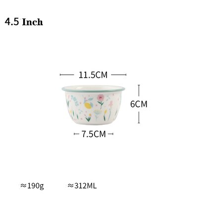 Housewares Kitchen Dishes and Plates Sets Green Side Ceramic Tableware Set European-Style Home Fruit Salad Bowl: 4.5 Inch