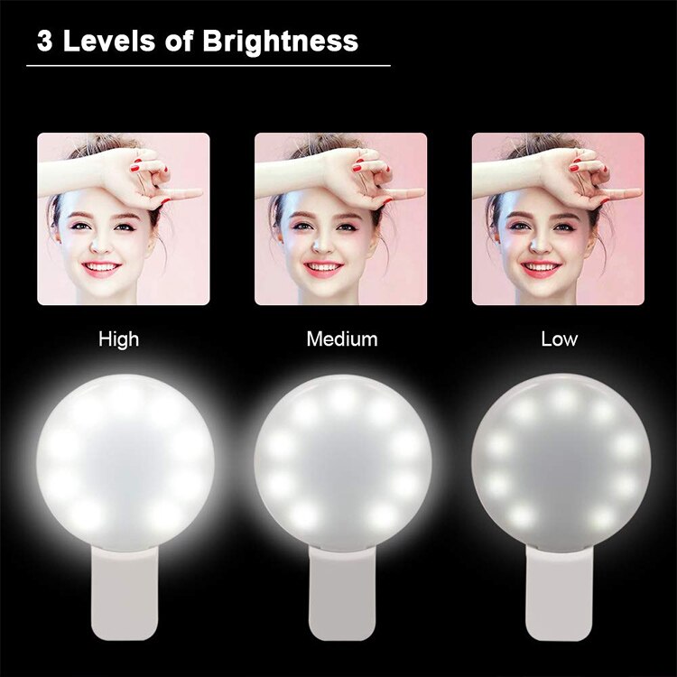 Adjustable Brightness Portable Lamp Mini Mobile Phone Ring Light Driven Selfie Fill Light with Rechargeable Battery