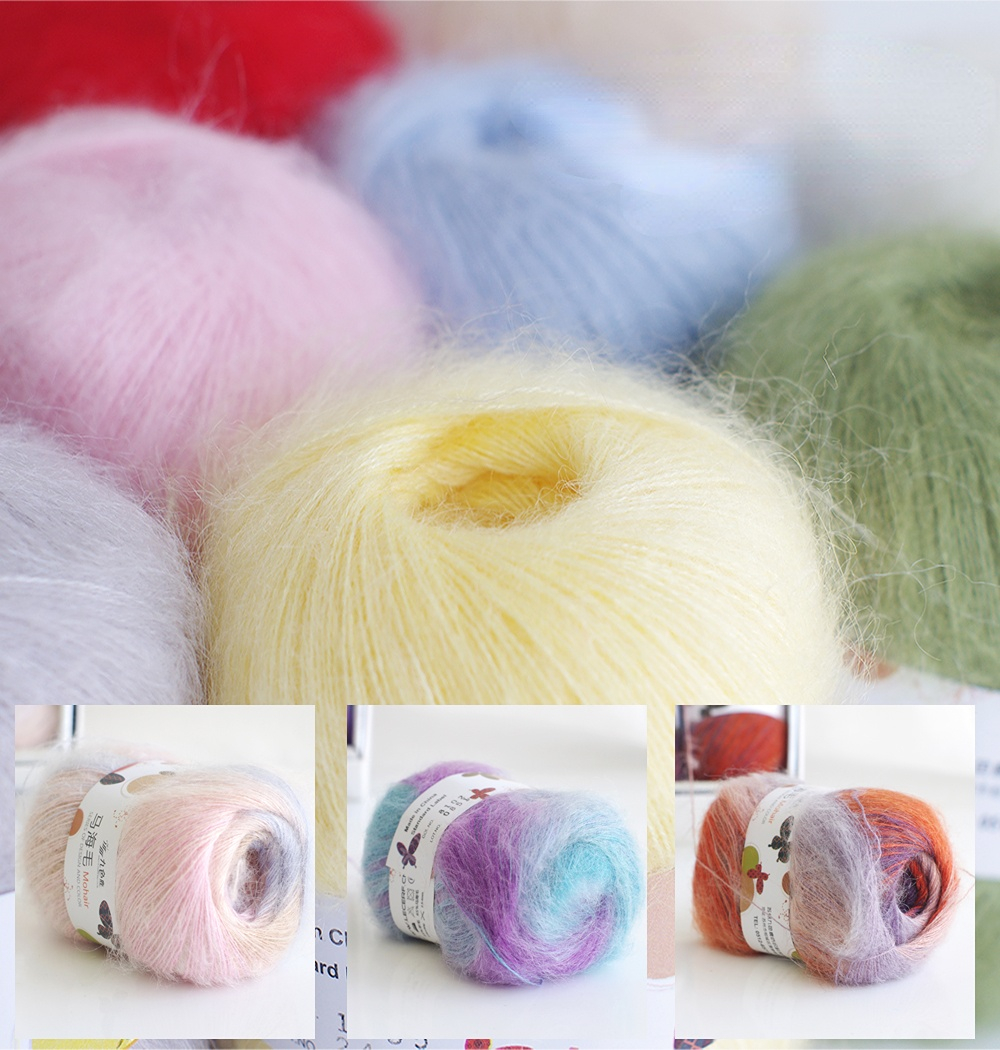 50g Colorful Long-haired Mohair Wool Cashmere For Hand Knitting Sweaters Yarn Crochet Thread Mohair Yarn Merino Wool Yarn