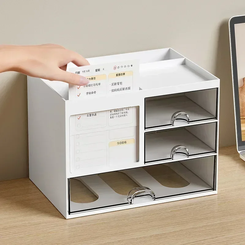 Desktop Storage Box Transparent Storage Box Capacity Transparent Desktop Organizer Drawer Box with Pen Holder Ideal Makeup