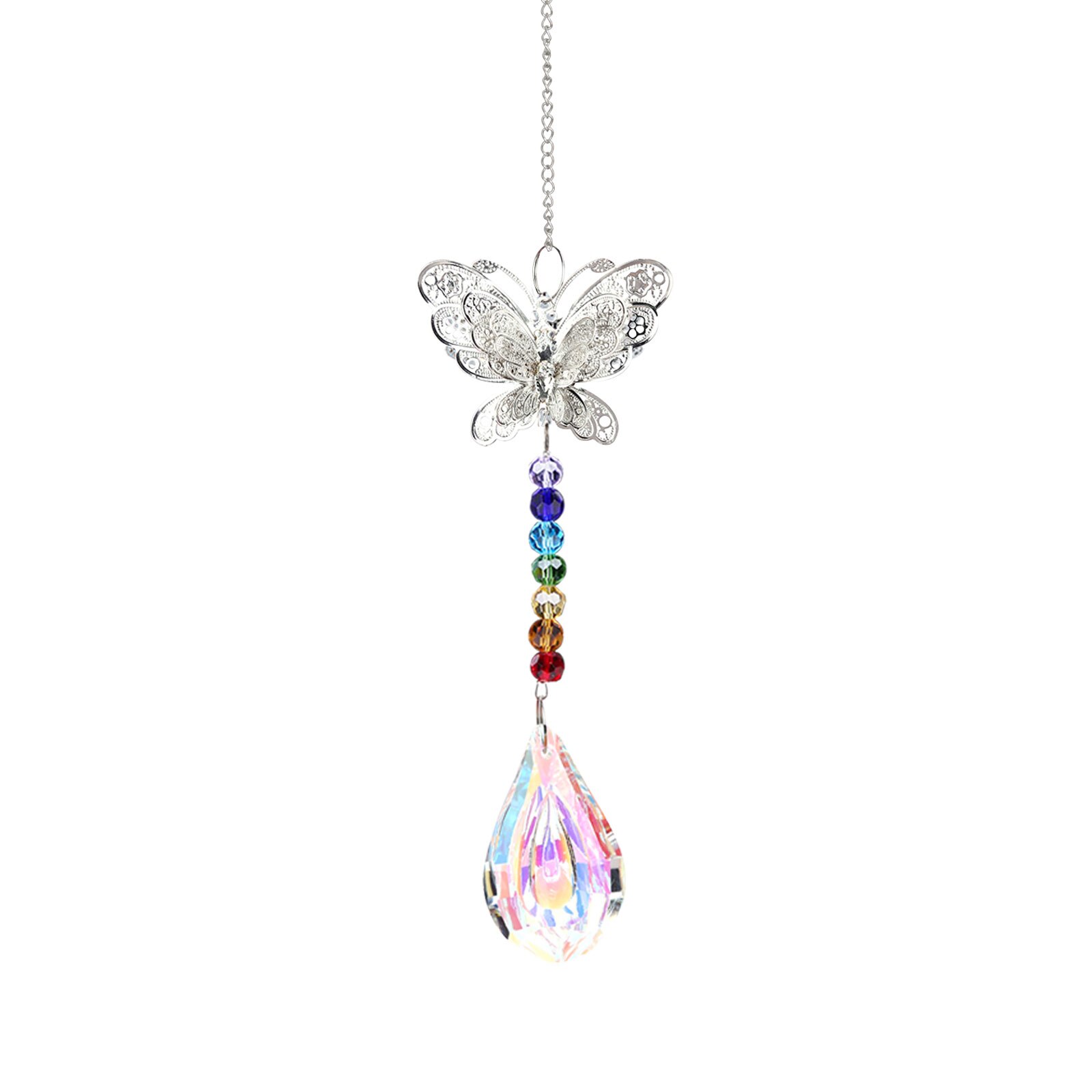 Adornos de cristal de mariposa, carrillón de viento colgante para ventana, lámparas de araña, cortina de luz, prismas, decoración colgante: 1