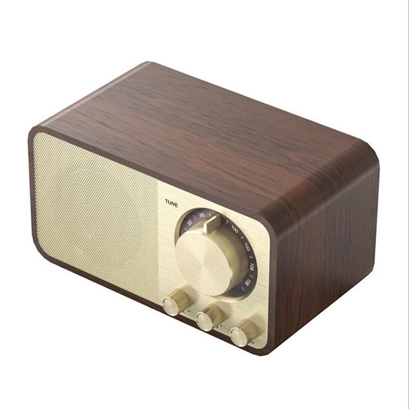 Wooden Bluetooth Speaker Retro Classic Soundbox HIFI Stereo Surround Super Bass Subwoofer AUX FM Radio Sound System for Computer: Default Title