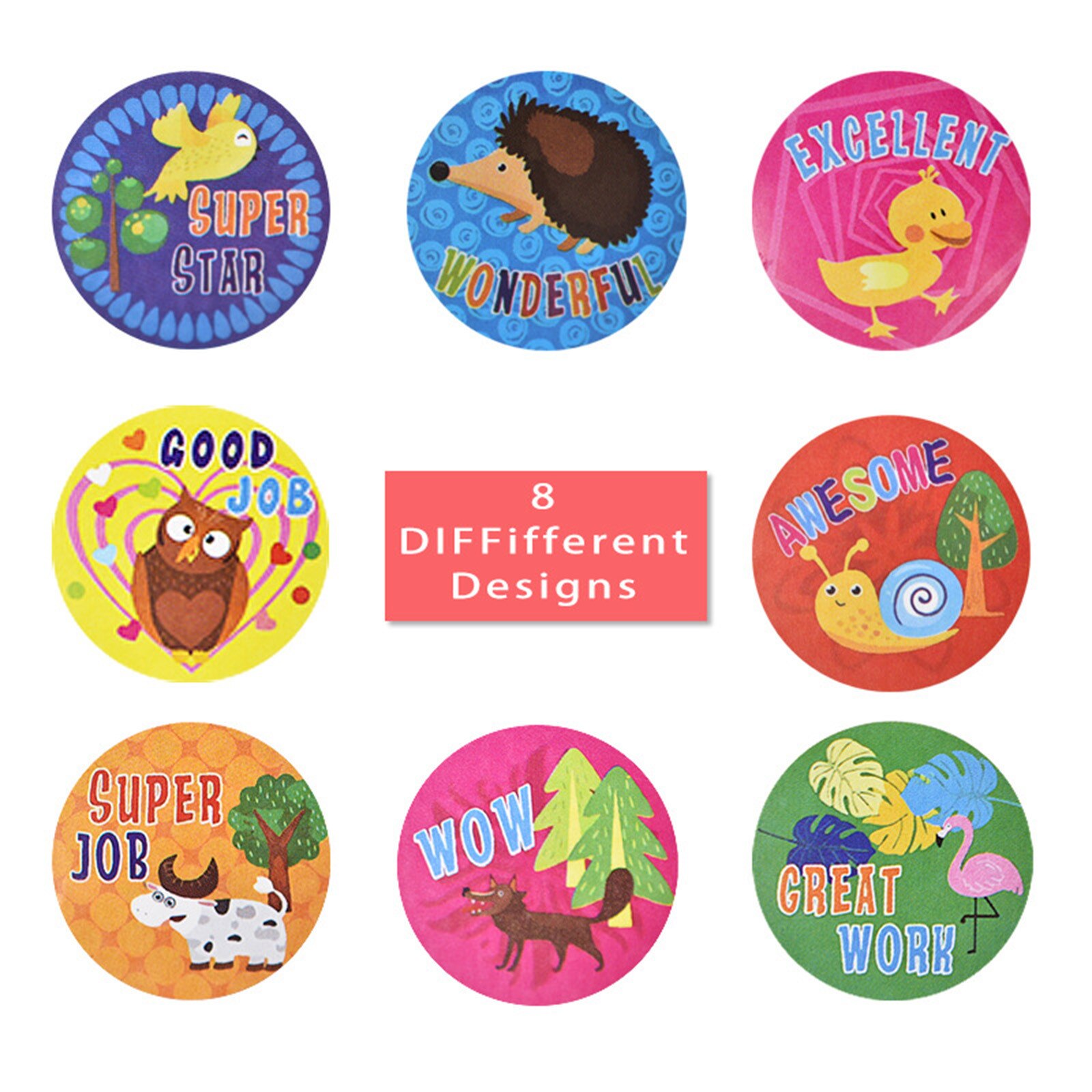 1 Roll 500 Posts Children's Toy Animal Stickers Decorating Give 1 Roll 500 Posts Children's Toy Animal Stickers Decora