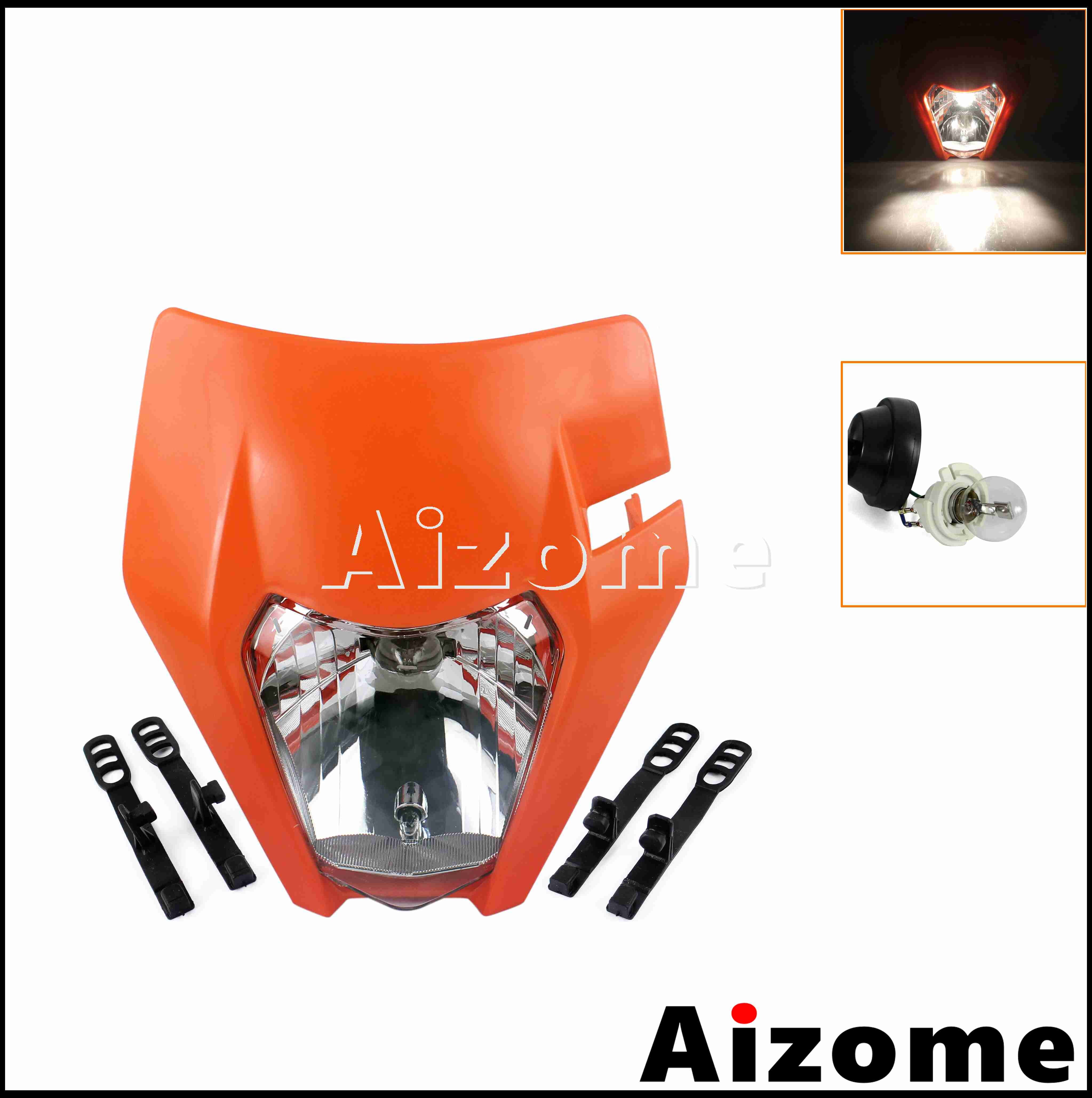 Feu avant Orange à LED E8, éclairage d'endurance pour Honda, Suzuki, Yamaha EXC, SX, XCW, CRF, XR, WR, Six jours: orange 036 bulb