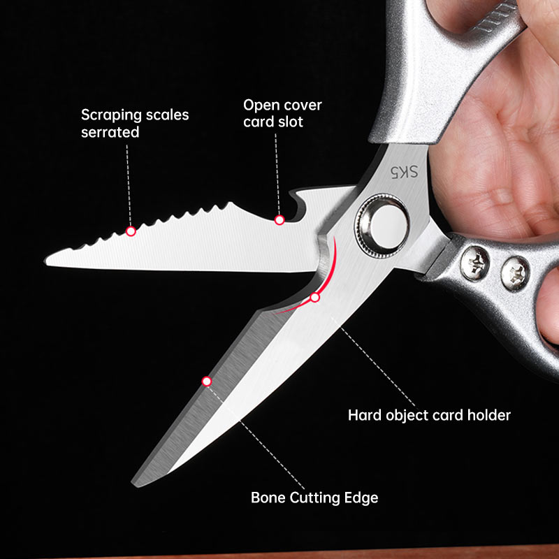 Ciseaux de cuisine puissants en acier inoxydable, outils multifonctions pour la maison, légumes, viande, os, Barbecue, métal,