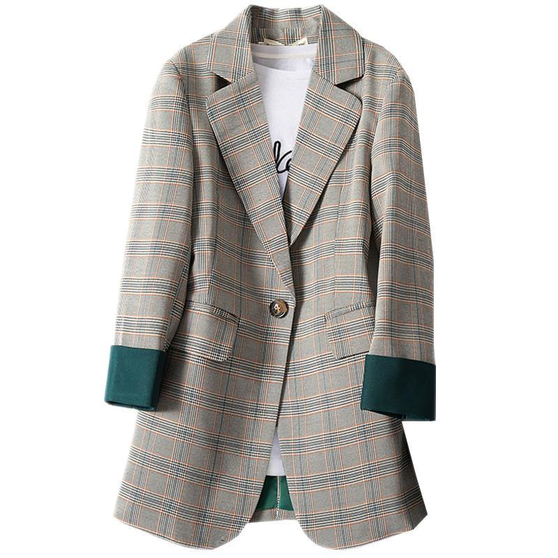 Traje informal de negocios para mujer, ropa de oficina, abrigos largos elegantes para mujer, abrigo de Vintage, otoño