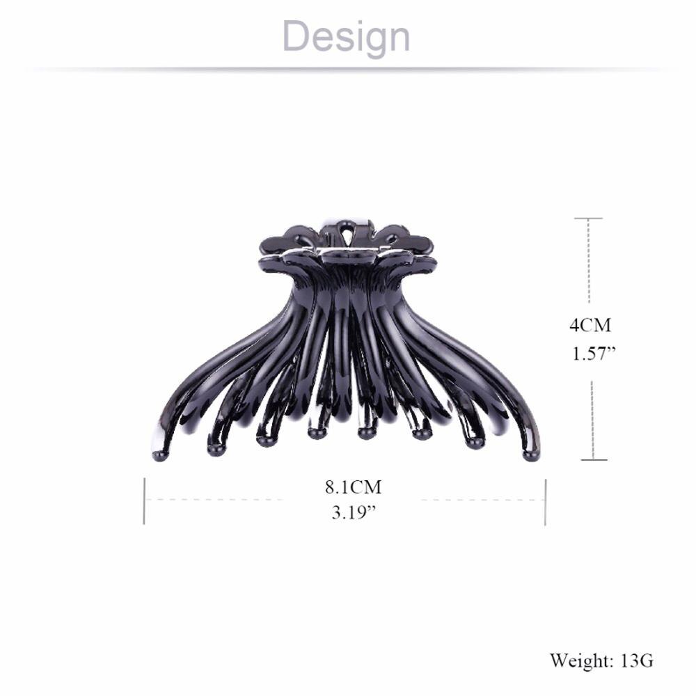 Zwart Grote Haar Claws Hoofddeksels Grote Haar Clip Krab Accessoires Acryl Haarspeld Paardenstaart Houder Klemmen Voor Vrouwen Douche Baden: B-Black-M
