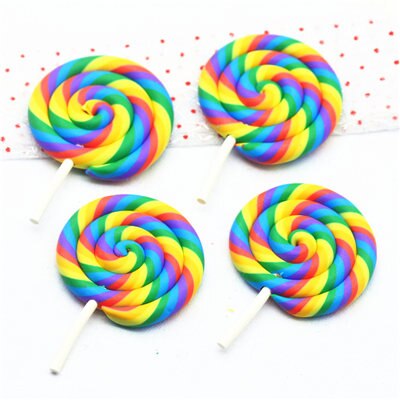 48mmX73mm Baked Polymer Clay Lollipop Miniatures|DIY Crafts embellishment materials|Clay Lollipop: COLOR 4-2PCS