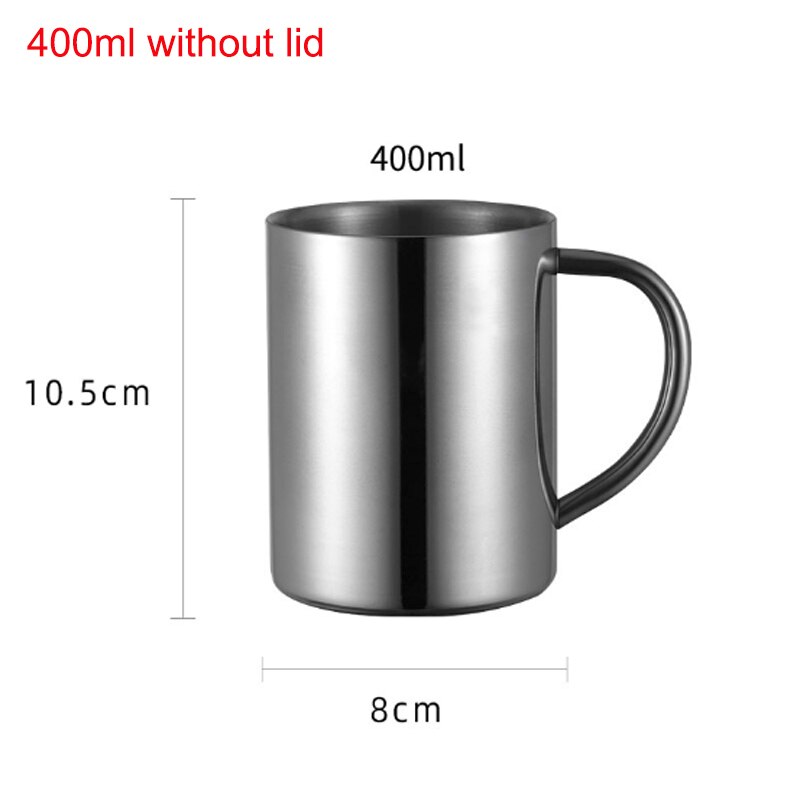 Double Wall Stainless Steel Coffee Mug Portable Cup Travel Tumbler Coffee Jug Milk Tea Cups Double Office Water Mugs: 400ml without lid