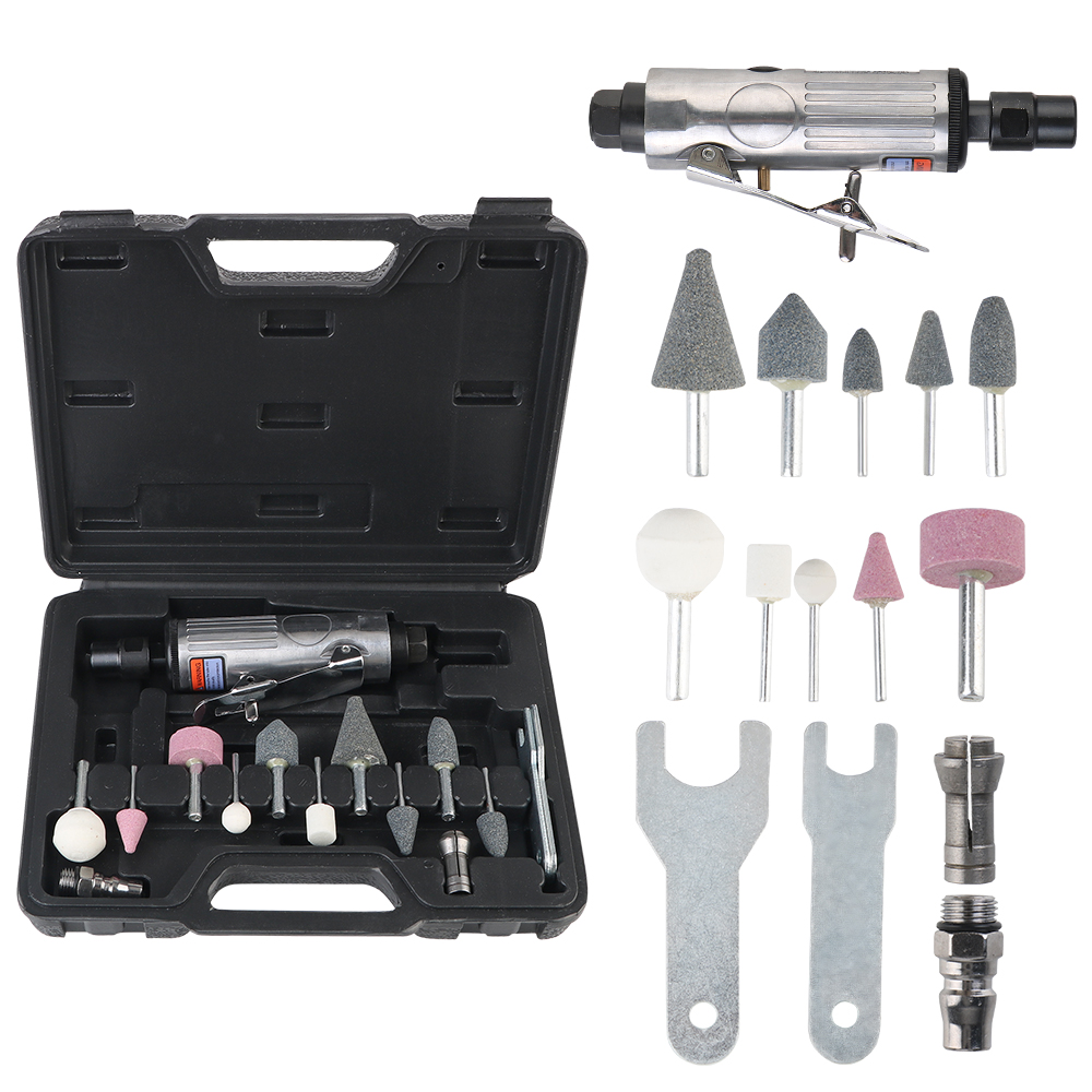 Slipning polermaskin kit 1/4 " pneumatisk precisionsslipmaskin luftslipmaskin kvarn gravyrverktyg 16 st luftslipmaskin universal 1/8 "
