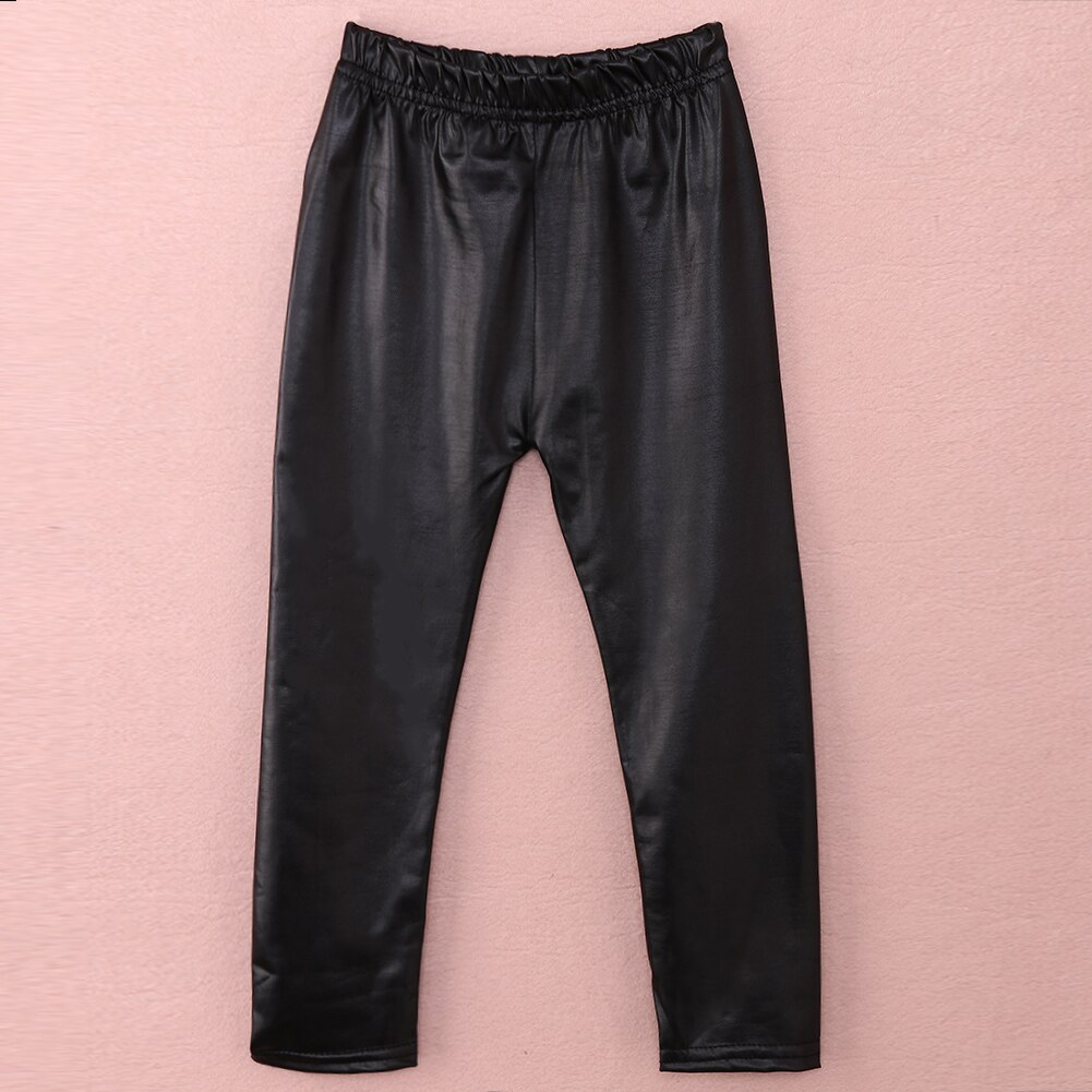 Barn pu läderbyxor tjejer babys stretch bomullsbyxor smala småbarn leggings ropa de niñ os 2 a 8 años