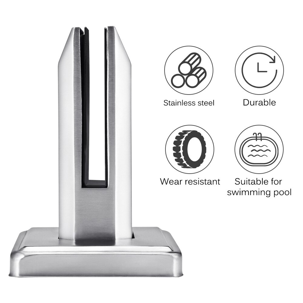 Stainless Steel U Clamp Glass Panel Pool Fence Staircase Bracket Balustrade Floor Deck Mount Support Clamp Floor Support Clamp