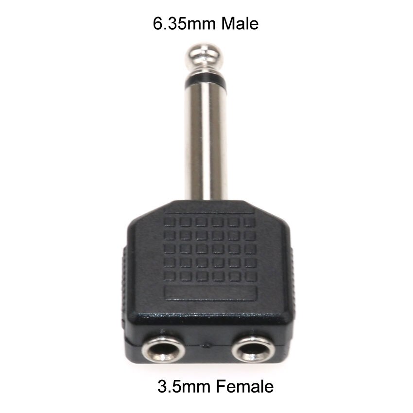 1/4" Mono / Stereo Audio Jack Plug Adapter Male to Female 3.5mm / 6.35mm Dual Jack Headphone Microphone Y Splitter Converter: black
