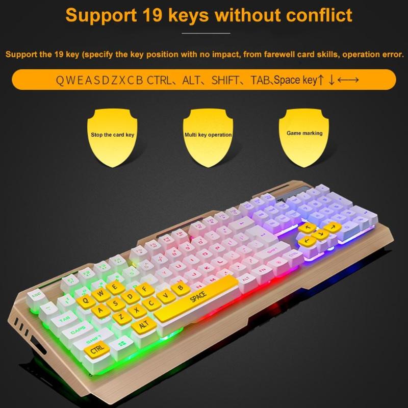 Mus tastatur sett  v1 kablet bakgrunnsbelyst opplyst usb gaming tastatur 3200 dpi gaming mus gamer bærbar datamaskin gaming mus