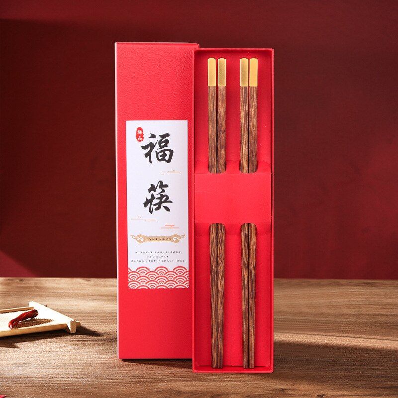 Natural Wood Wendge Chopsticks Cutlery Tableware Set Chinese Chopsticks Food Chopsticks Set Housewarming Box: Blue