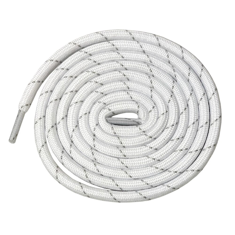 Round Shoe Laces of Polyester Shoelace Strings for Working Hiking Boots 120 - 140 CM: white with grey / 120CM
