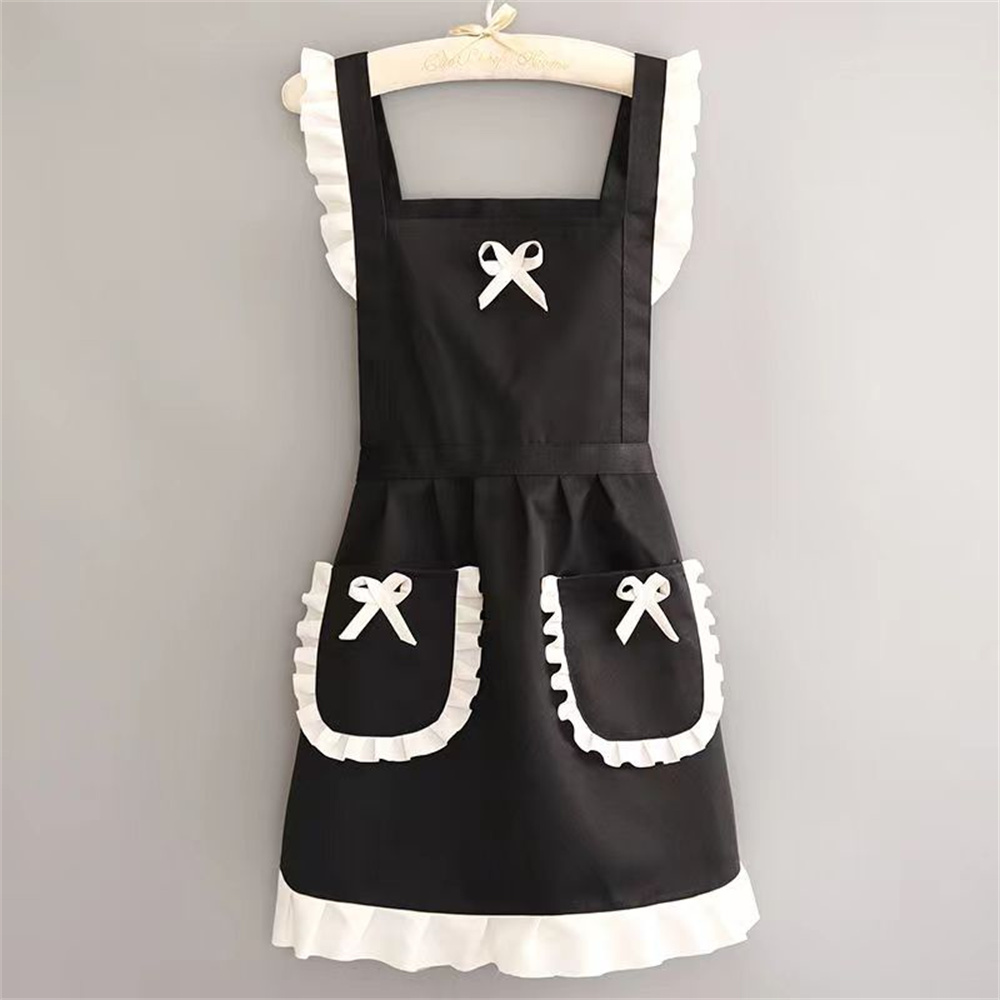 Delantal japonés para mujer, vestido de mucama con pretina, ropa de trabajo para restaurante y cocina, monos de café: Blanco