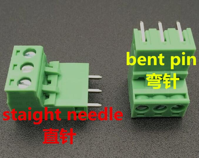 3Pin 5.08mm Blokaansluiting gebogen pin/staight naald