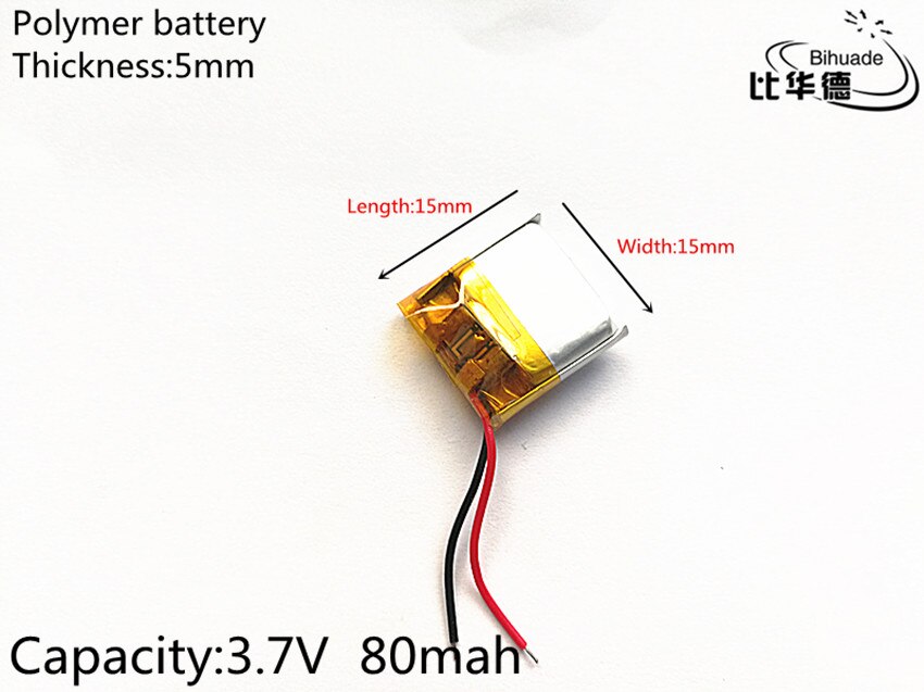 3.7V 80mAh 501515 Lithium Polymer Li-Po li ion Rechargeable Battery cells For Mp3 MP4 MP5 GPS PSP mobile bluetooth