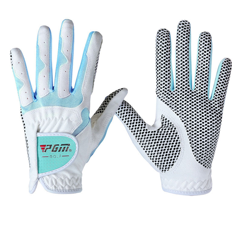 1 paire main gauche et droite gants de Golf pour femmes plein doigts microfibre sport gants durables antidérapant respirant gants D0015: White Blue / 19