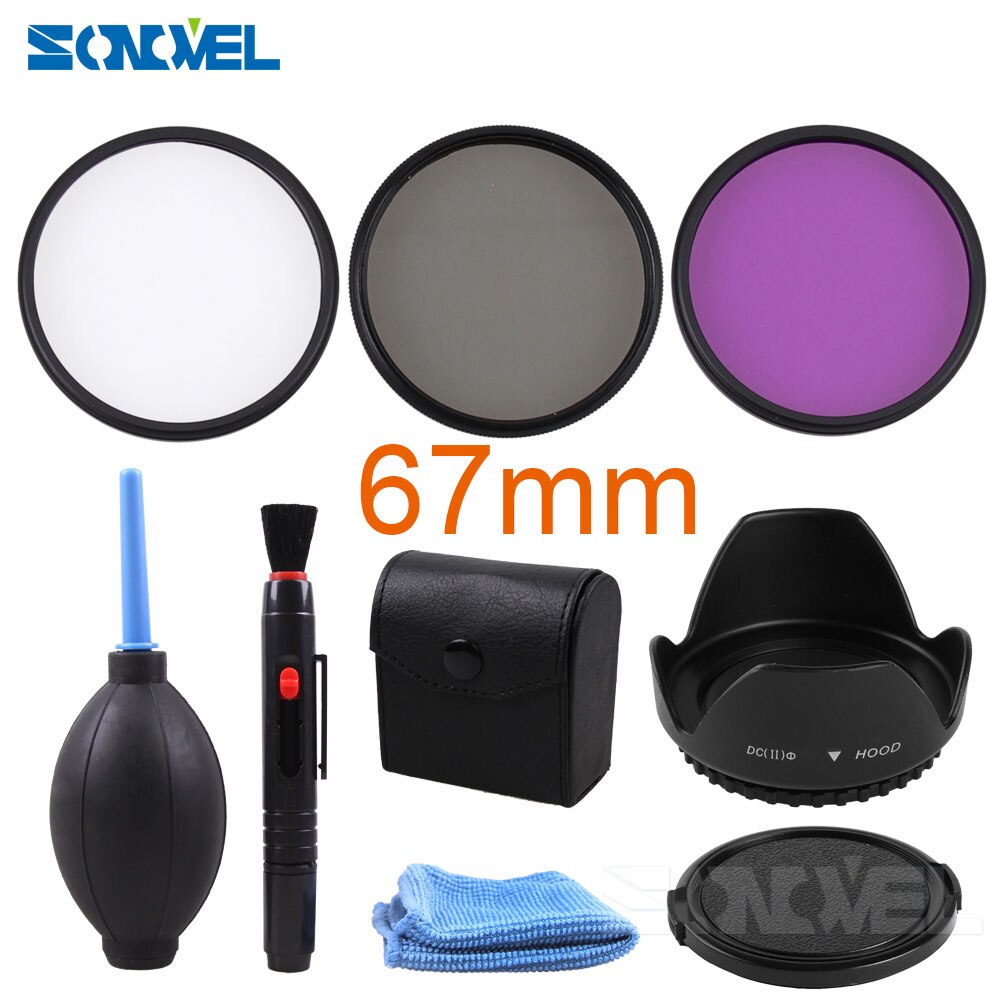 49 52 55 58 62 67 72 77MM UV CPL FLD Filter Set+Petal Flower Lens Hood+Front Lens Cap Cover+Cleaning kit for Canon Nikon Sony: 67MM