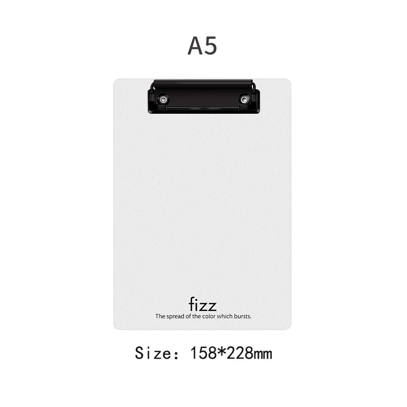 A5 Plastic Writing Board with Clip File Folder Writing Pad File School and Office Supplies: White