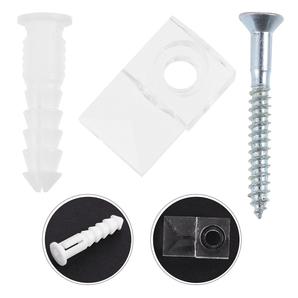 20 Sets of Non-punching Fixing Clips Mirror Hanger Clips Set Mirror Mount Clips