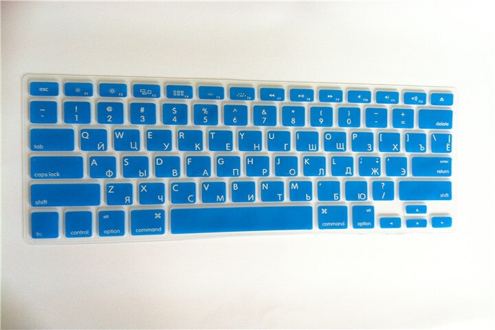 Dla Macbook Air pro 13 15 A1466 A1502 A1369 A1398 A1286 A1278 rosyjski list klawiatura silikonowa pokrywa pokrowiec ochronny ze skóry: lake blue