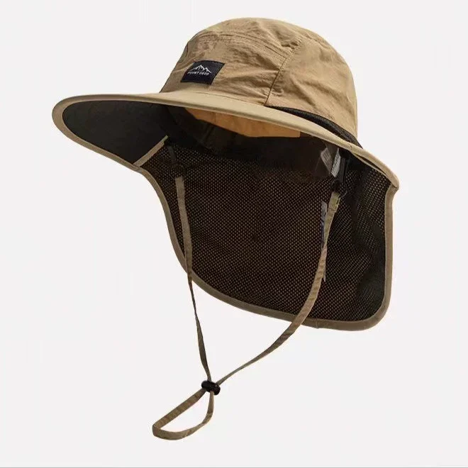 Zomerhoed met brede rand, petten met nekbescherming, unisex bucket hats, outdoor zonneklep, sneldrogende panamahoed, zonnebrandcrème, pet voor vissen en wandelen.