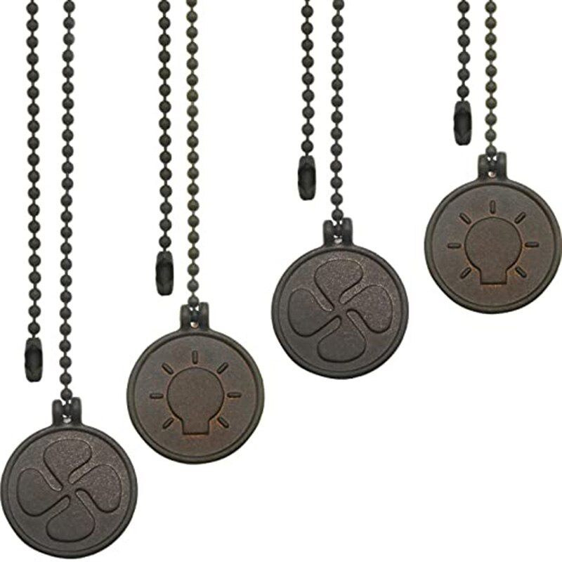 Ceiling Fan Pull Chain Set, 4 Pieces Bulb and Fan Pattern Pull Chain Extension Fan Pull Chain Pendant: Default Title