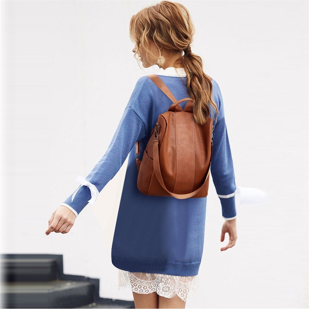 Anti-vol sac à dos pour femmes sac décontracté sauvage cuir souple double usage petit sac à dos pour femme bolsos para mujer feminina