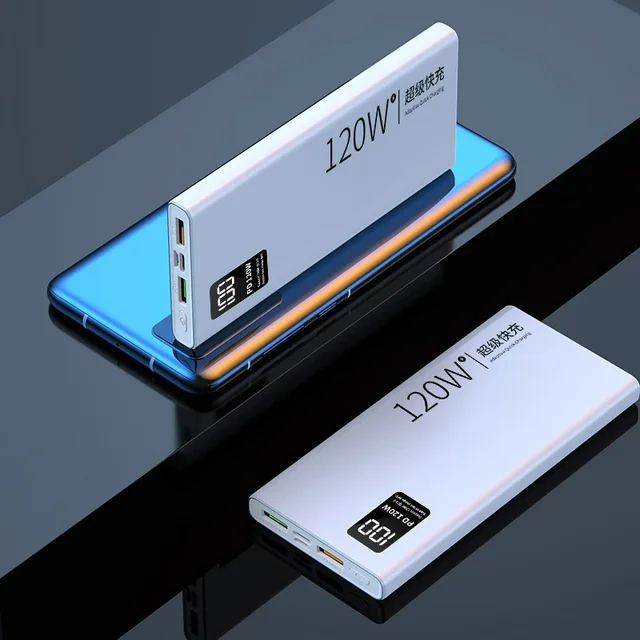 80000mah power bank 120w carregamento super rápido 100% capacidade suficiente carregador de bateria portátil display digital para iphone xiaomi: Vermelho / 50001 mAh-100000 mAh